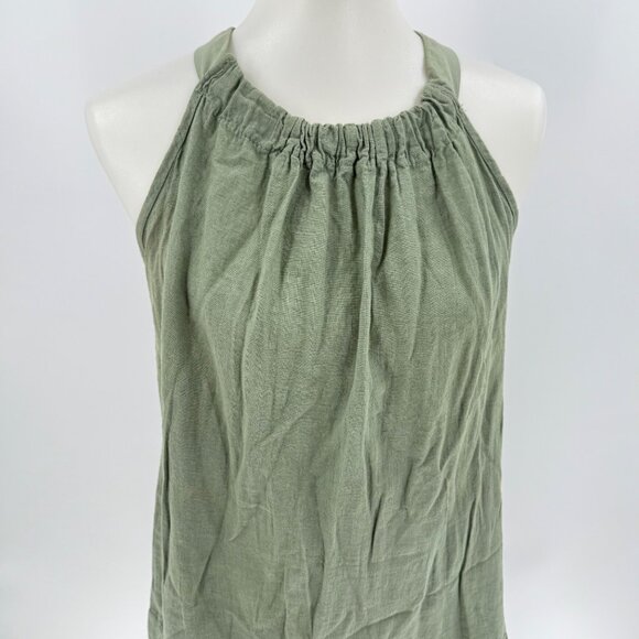 Bellambia Womens Green Halter Neck Tiered Linen Cotton Dress M Made In Italy - Picture 5 of 9